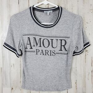 Charlotte Russe Paris Ribbed Tee Shirt Gray Size Small